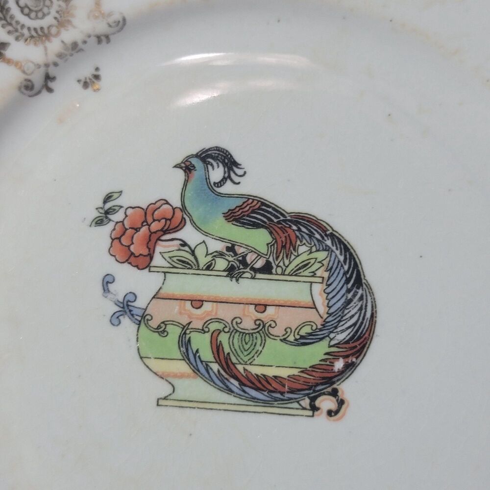 Gold Medal St. Louis Owen Minerva dessert plates-2 exotic bird pheasant design